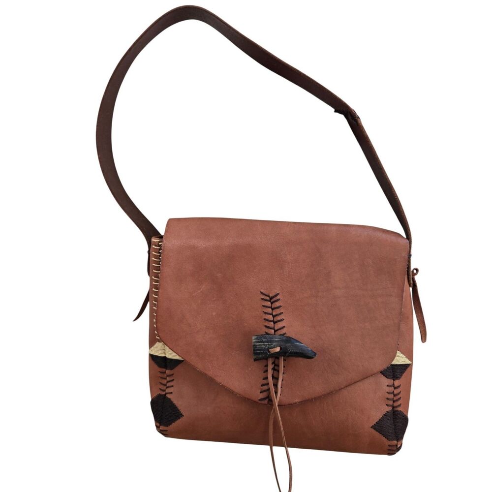 Lucky Brand Shoulder Bag Laguna Canyon Collection Camel Brown Cowhide Leather